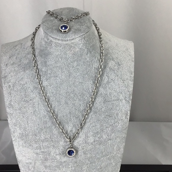 Necklace & Bracelet crystal blue  Rhinestone  set - Picture 4 of 8